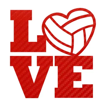 Samolepicí dekorace na vozidlo Love volejbal (53 - 3D karbon červený) SAMOLEPKA NA AUTO, NÁLEPKA, FÓLIE, POLEP, TUNING, VLASTNÍ TEXT, TISK, AUTOSAMOLEPKY.cz, POLEPY, OBRÁZEK, LOGO, 3D STICKERS