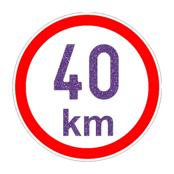 samolepka Maximální rychlost 40km - nejvyšší konstrukční rychlost (87 - Ultra Metalic fialová) SAMOLEPKA NA AUTO, NÁLEPKA, FÓLIE, POLEP, TUNING, VLASTNÍ TEXT, TISK, AUTOSAMOLEPKY.cz, POLEPY, OBRÁZEK, LOGO, 3D STICKERS