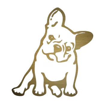 Polep vozidla SAMOLEPKA Pes 061 pravá Francouzský buldoček (64 - škrábaný kov zlatý) NA AUTO, NÁLEPKA, FÓLIE, POLEP, TUNING, VLASTNÍ TEXT, TISK, AUTOSAMOLEPKY.cz, POLEPY, OBRÁZEK, LOGO, SAMOLEPKY