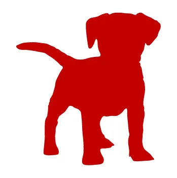 Polep vozidla SAMOLEPKA Pes 056 pravá štěně (18 - tmavě červená) NA AUTO, NÁLEPKA, FÓLIE, POLEP, TUNING, VLASTNÍ TEXT, TISK, AUTOSAMOLEPKY.cz, POLEPY, OBRÁZEK, LOGO, SAMOLEPKY
