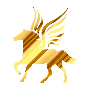 Samolepící dekorace Pegas 002 levá okřídlený kůň (81 - chrom fólie zlatá zrcadlová) SAMOLEPKA NA AUTO, NÁLEPKA, FÓLIE, POLEP, TUNING, VLASTNÍ TEXT, TISK, AUTOSAMOLEPKY.cz, POLEPY, OBRÁZEK, LOGO, 3D STICKERS