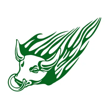 Samolepicí dekorace na vozidlo Animal flames 010 levá býk s kruhem (20 - tmavě zelená) SAMOLEPKA NA AUTO, NÁLEPKA, FÓLIE, POLEP, TUNING, VLASTNÍ TEXT, TISK, AUTOSAMOLEPKY.cz, POLEPY, OBRÁZEK, LOGO, 3D STICKERS