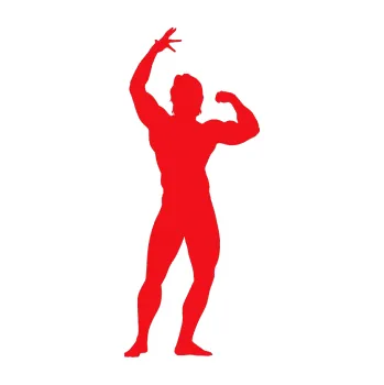 Polep vozidla SAMOLEPKA Kulturista 002 levá (10 - červená) NA AUTO, NÁLEPKA, FÓLIE, POLEP, TUNING, VLASTNÍ TEXT, TISK, AUTOSAMOLEPKY.cz, POLEPY, OBRÁZEK, LOGO, SAMOLEPKY