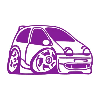 Polep vozidla SAMOLEPKA Renault Twingo karikatura pravá (14 - fialová) NA AUTO, NÁLEPKA, FÓLIE, POLEP, TUNING, VLASTNÍ TEXT, TISK, AUTOSAMOLEPKY.cz, POLEPY, OBRÁZEK, LOGO, SAMOLEPKY