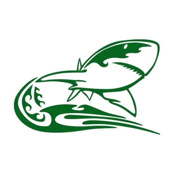 Samolepicí dekorace na vozidlo Animal flames 041 pravá žralok (20 - tmavě zelená) SAMOLEPKA NA AUTO, NÁLEPKA, FÓLIE, POLEP, TUNING, VLASTNÍ TEXT, TISK, AUTOSAMOLEPKY.cz, POLEPY, OBRÁZEK, LOGO, 3D STICKERS