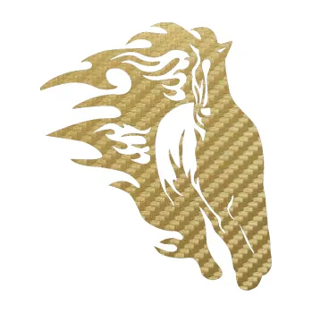 Samolepicí dekorace na vozidlo Animal flames 007 pravá kůň (59 - 3D karbon zlatý) SAMOLEPKA NA AUTO, NÁLEPKA, FÓLIE, POLEP, TUNING, VLASTNÍ TEXT, TISK, AUTOSAMOLEPKY.cz, POLEPY, OBRÁZEK, LOGO, 3D STICKERS