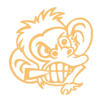 Samolepicí dekorace na vozidlo Opičák 001 pravá s cigaretou (08 - béžová) SAMOLEPKA NA AUTO, NÁLEPKA, FÓLIE, POLEP, TUNING, VLASTNÍ TEXT, TISK, AUTOSAMOLEPKY.cz, POLEPY, OBRÁZEK, LOGO, 3D STICKERS