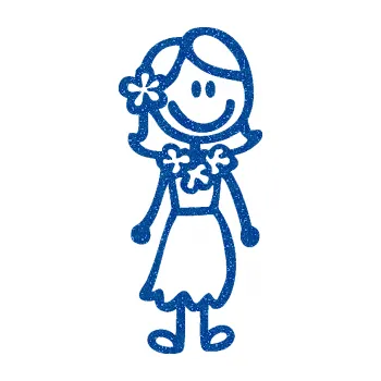 samolepka Cartoon family máma Hawaii (88 - Ultra Metalic modrá) SAMOLEPKA NA AUTO, NÁLEPKA, FÓLIE, POLEP, TUNING, VLASTNÍ TEXT, TISK, AUTOSAMOLEPKY.cz, POLEPY, OBRÁZEK, LOGO, 3D STICKERS