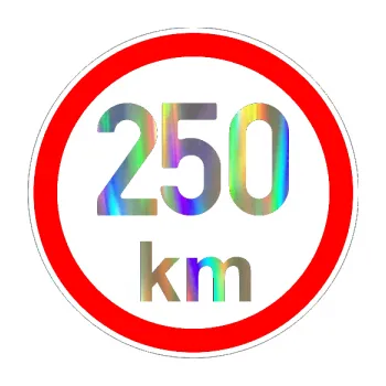 samolepka Maximální rychlost 250km - nejvyšší konstrukční rychlost (93 - Holografická) SAMOLEPKA NA AUTO, NÁLEPKA, FÓLIE, POLEP, TUNING, VLASTNÍ TEXT, TISK, AUTOSAMOLEPKY.cz, POLEPY, OBRÁZEK, LOGO, 3D STICKERS