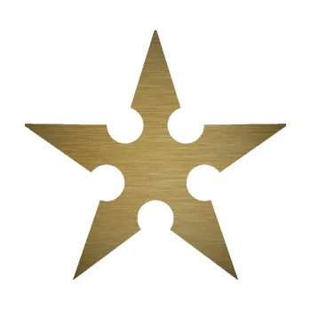 samolepka Ninja hvězda (64 - škrábaný kov zlatý) SAMOLEPKA NA AUTO, NÁLEPKA, FÓLIE, POLEP, TUNING, VLASTNÍ TEXT, TISK, AUTOSAMOLEPKY.cz, POLEPY, OBRÁZEK, LOGO, 3D STICKERS