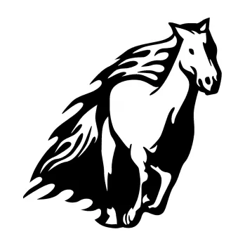 Samolepicí dekorace na vozidlo Animal flames 006 pravá kůň (01 - černá) SAMOLEPKA NA AUTO, NÁLEPKA, FÓLIE, POLEP, TUNING, VLASTNÍ TEXT, TISK, AUTOSAMOLEPKY.cz, POLEPY, OBRÁZEK, LOGO, 3D STICKERS