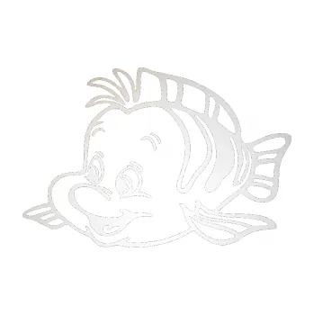 Polep vozidla SAMOLEPKA Rybička levá (82 - odrazková reflexní bílá) NA AUTO, NÁLEPKA, FÓLIE, POLEP, TUNING, VLASTNÍ TEXT, TISK, AUTOSAMOLEPKY.cz, POLEPY, OBRÁZEK, LOGO, SAMOLEPKY