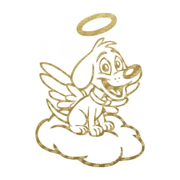 Polep vozidla SAMOLEPKA Pes 126 pravá andílek na obláčku (59 - 3D karbon zlatý) NA AUTO, NÁLEPKA, FÓLIE, POLEP, TUNING, VLASTNÍ TEXT, TISK, AUTOSAMOLEPKY.cz, POLEPY, OBRÁZEK, LOGO, SAMOLEPKY