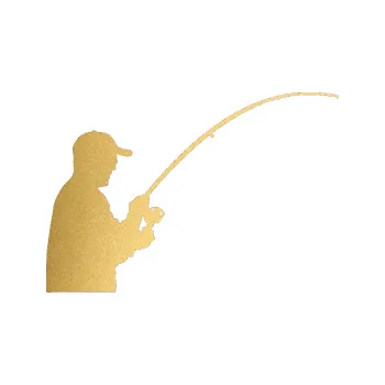 Polep vozidla SAMOLEPKA Rybář 001 pravá (43 - zlatá metalíza) NA AUTO, NÁLEPKA, FÓLIE, POLEP, TUNING, VLASTNÍ TEXT, TISK, AUTOSAMOLEPKY.cz, POLEPY, OBRÁZEK, LOGO, SAMOLEPKY