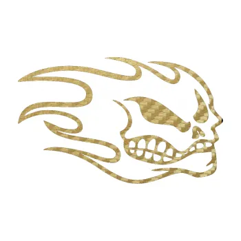 Samolepicí dekorace na vozidlo Head - lebka- pravá (59 - 3D karbon zlatý) SAMOLEPKA NA AUTO, NÁLEPKA, FÓLIE, POLEP, TUNING, VLASTNÍ TEXT, TISK, AUTOSAMOLEPKY.cz, POLEPY, OBRÁZEK, LOGO, 3D STICKERS