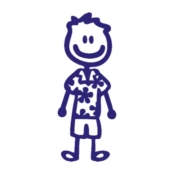 samolepka Cartoon family mladík Hawaii (22 - střední modrá) SAMOLEPKA NA AUTO, NÁLEPKA, FÓLIE, POLEP, TUNING, VLASTNÍ TEXT, TISK, AUTOSAMOLEPKY.cz, POLEPY, OBRÁZEK, LOGO, 3D STICKERS