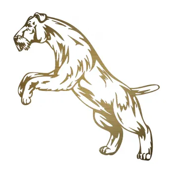 Polep vozidla SAMOLEPKA Pes 005 levá Knírač (64 - škrábaný kov zlatý) NA AUTO, NÁLEPKA, FÓLIE, POLEP, TUNING, VLASTNÍ TEXT, TISK, AUTOSAMOLEPKY.cz, POLEPY, OBRÁZEK, LOGO, SAMOLEPKY