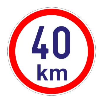 samolepka Maximální rychlost 40km - nejvyšší konstrukční rychlost (22 - střední modrá) SAMOLEPKA NA AUTO, NÁLEPKA, FÓLIE, POLEP, TUNING, VLASTNÍ TEXT, TISK, AUTOSAMOLEPKY.cz, POLEPY, OBRÁZEK, LOGO, 3D STICKERS