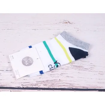 Ponožky YO nízké kotníkové bílé s šedou a se zelenými proužky velikosti ponožek: 20-22 ( EUR vel. 31-34)