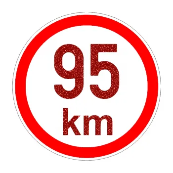 samolepka Maximální rychlost 95km - nejvyšší konstrukční rychlost (86 - Ultra Metalic červená) SAMOLEPKA NA AUTO, NÁLEPKA, FÓLIE, POLEP, TUNING, VLASTNÍ TEXT, TISK, AUTOSAMOLEPKY.cz, POLEPY, OBRÁZEK, LOGO, 3D STICKERS