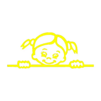 Samolepicí dekorace na vozidlo Dítě v autě 030 levá malá slečna hlavička (05 - žlutá citron) SAMOLEPKA NA AUTO, NÁLEPKA, FÓLIE, POLEP, TUNING, VLASTNÍ TEXT, TISK, AUTOSAMOLEPKY.cz, POLEPY, OBRÁZEK, LOGO, 3D STICKERS