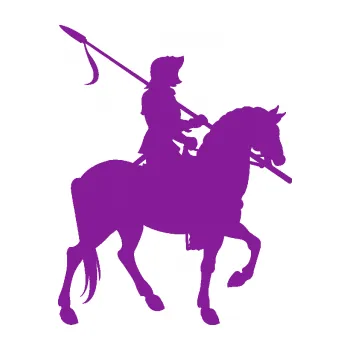 Polep vozidla SAMOLEPKA Rytíř na koni pravá (14 - fialová) NA AUTO, NÁLEPKA, FÓLIE, POLEP, TUNING, VLASTNÍ TEXT, TISK, AUTOSAMOLEPKY.cz, POLEPY, OBRÁZEK, LOGO, SAMOLEPKY
