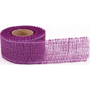 Stuha Jutová stuha 5 cm, 5 m, sv. fialová