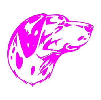 Polep vozidla SAMOLEPKA Pes 002 pravá Dalmatin (72 - Fluorescentní růžová) NA AUTO, NÁLEPKA, FÓLIE, POLEP, TUNING, VLASTNÍ TEXT, TISK, AUTOSAMOLEPKY.cz, POLEPY, OBRÁZEK, LOGO, SAMOLEPKY