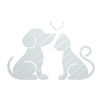 Polep vozidla SAMOLEPKA Pejsek a kočička 001 levá (51 - 3D karbon bílý) NA AUTO, NÁLEPKA, FÓLIE, POLEP, TUNING, VLASTNÍ TEXT, TISK, AUTOSAMOLEPKY.cz, POLEPY, OBRÁZEK, LOGO, SAMOLEPKY