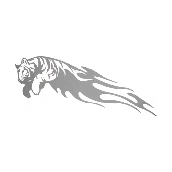 Samolepicí dekorace na vozidlo Animal flames 022 levá tygr (42 - stříbrná metalíza) SAMOLEPKA NA AUTO, NÁLEPKA, FÓLIE, POLEP, TUNING, VLASTNÍ TEXT, TISK, AUTOSAMOLEPKY.cz, POLEPY, OBRÁZEK, LOGO, 3D STICKERS