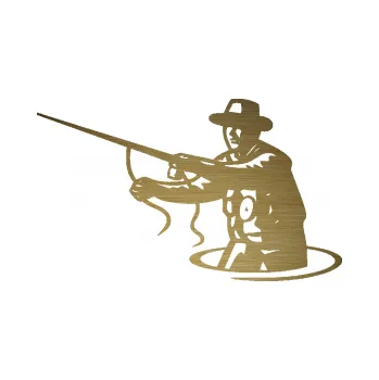 Polep vozidla SAMOLEPKA Rybář 015 levá s udicí (64 - škrábaný kov zlatý) NA AUTO, NÁLEPKA, FÓLIE, POLEP, TUNING, VLASTNÍ TEXT, TISK, AUTOSAMOLEPKY.cz, POLEPY, OBRÁZEK, LOGO, SAMOLEPKY