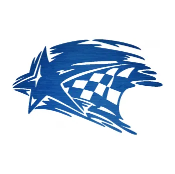 Samolepící dekorace SAMOLEPKA Hvězda se šachovnicí levá (65 - škrábaný kov modrý) NA AUTO, NÁLEPKA, FÓLIE, POLEP, TUNING, VLASTNÍ TEXT, TISK, AUTOSAMOLEPKY.cz, POLEPY, OBRÁZEK, LOGO, SAMOLEPKY