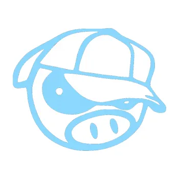 Samolepicí dekorace na vozidlo Rally pig 003 pravá (03 - světle modrá) SAMOLEPKA NA AUTO, NÁLEPKA, FÓLIE, POLEP, TUNING, VLASTNÍ TEXT, TISK, AUTOSAMOLEPKY.cz, POLEPY, OBRÁZEK, LOGO, 3D STICKERS