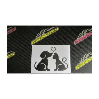 Polep vozidla SAMOLEPKA Pejsek a kočička 001 levá (10 - červená) NA AUTO, NÁLEPKA, FÓLIE, POLEP, TUNING, VLASTNÍ TEXT, TISK, AUTOSAMOLEPKY.cz, POLEPY, OBRÁZEK, LOGO, SAMOLEPKY