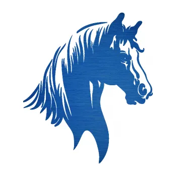 Samolepící dekorace Kůň 066 pravá hlava s hřívou (65 - škrábaný kov modrý) SAMOLEPKA NA AUTO, NÁLEPKA, FÓLIE, POLEP, TUNING, VLASTNÍ TEXT, TISK, AUTOSAMOLEPKY.cz, POLEPY, OBRÁZEK, LOGO, 3D STICKERS