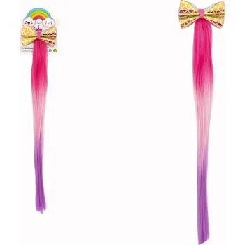 Teddies Spona do vlasů mašle s duhovým příčeskem plast/kov 7x38cm v sáčku