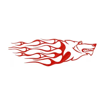 Samolepicí dekorace na vozidlo Animal flames 017 pravá vlk (53 - 3D karbon červený) SAMOLEPKA NA AUTO, NÁLEPKA, FÓLIE, POLEP, TUNING, VLASTNÍ TEXT, TISK, AUTOSAMOLEPKY.cz, POLEPY, OBRÁZEK, LOGO, 3D STICKERS