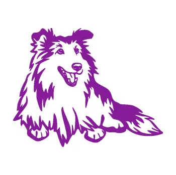 Polep vozidla SAMOLEPKA Pes 162 pravá sheltie (14 - fialová) NA AUTO, NÁLEPKA, FÓLIE, POLEP, TUNING, VLASTNÍ TEXT, TISK, AUTOSAMOLEPKY.cz, POLEPY, OBRÁZEK, LOGO, SAMOLEPKY