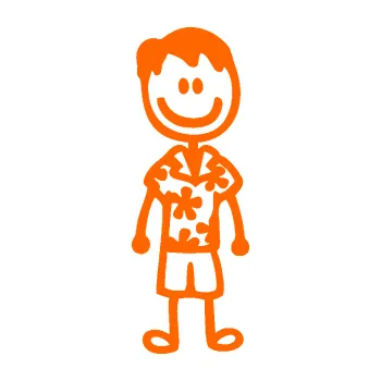 samolepka Cartoon family táta Hawaii (73 - Fluorescentní oranžová) SAMOLEPKA NA AUTO, NÁLEPKA, FÓLIE, POLEP, TUNING, VLASTNÍ TEXT, TISK, AUTOSAMOLEPKY.cz, POLEPY, OBRÁZEK, LOGO, 3D STICKERS