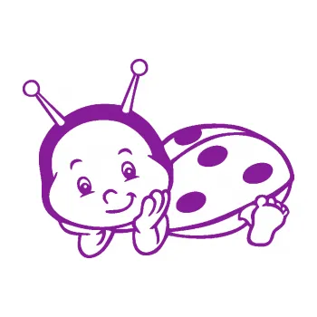 Samolepicí dekorace na vozidlo Dítě v autě 063 levá beruška (14 - fialová) SAMOLEPKA NA AUTO, NÁLEPKA, FÓLIE, POLEP, TUNING, VLASTNÍ TEXT, TISK, AUTOSAMOLEPKY.cz, POLEPY, OBRÁZEK, LOGO, 3D STICKERS