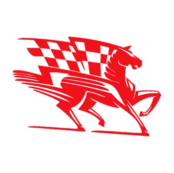 Samolepící dekorace SAMOLEPKA Kůň racing 001 pravá se šachovnicí (10 - červená) NA AUTO, NÁLEPKA, FÓLIE, POLEP, TUNING, VLASTNÍ TEXT, TISK, AUTOSAMOLEPKY.cz, POLEPY, OBRÁZEK, LOGO, SAMOLEPKY