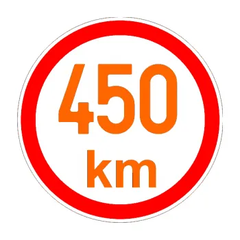 samolepka Maximální rychlost 450km - nejvyšší konstrukční rychlost (73 - Fluorescentní oranžová) SAMOLEPKA NA AUTO, NÁLEPKA, FÓLIE, POLEP, TUNING, VLASTNÍ TEXT, TISK, AUTOSAMOLEPKY.cz, POLEPY, OBRÁZEK, LOGO, 3D STICKERS