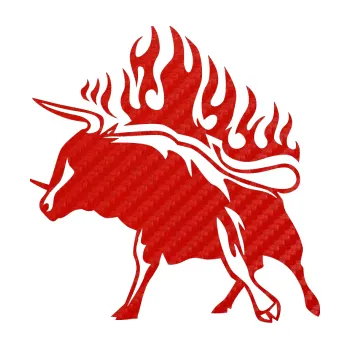 Samolepicí dekorace na vozidlo Animal flames 055 levá býk (53 - 3D karbon červený) SAMOLEPKA NA AUTO, NÁLEPKA, FÓLIE, POLEP, TUNING, VLASTNÍ TEXT, TISK, AUTOSAMOLEPKY.cz, POLEPY, OBRÁZEK, LOGO, 3D STICKERS