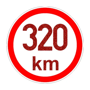 samolepka Maximální rychlost 320km - nejvyšší konstrukční rychlost (86 - Ultra Metalic červená) SAMOLEPKA NA AUTO, NÁLEPKA, FÓLIE, POLEP, TUNING, VLASTNÍ TEXT, TISK, AUTOSAMOLEPKY.cz, POLEPY, OBRÁZEK, LOGO, 3D STICKERS