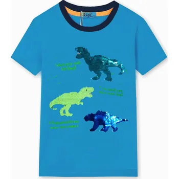 Chlapecké triko s flitry - KUGO MC1219, tyrkysová Barva: Tyrkysová, Velikost: 98