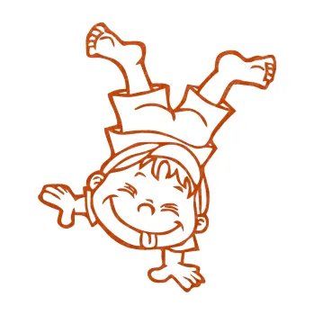 Samolepicí dekorace na vozidlo Dítě v autě 023 levá kluk ve stojce (54 - 3D karbon oranžový) SAMOLEPKA NA AUTO, NÁLEPKA, FÓLIE, POLEP, TUNING, VLASTNÍ TEXT, TISK, AUTOSAMOLEPKY.cz, POLEPY, OBRÁZEK, LOGO, 3D STICKERS