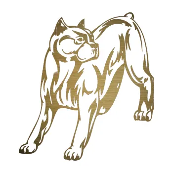 Polep vozidla SAMOLEPKA Pes 007 levá Pitbull (64 - škrábaný kov zlatý) NA AUTO, NÁLEPKA, FÓLIE, POLEP, TUNING, VLASTNÍ TEXT, TISK, AUTOSAMOLEPKY.cz, POLEPY, OBRÁZEK, LOGO, SAMOLEPKY