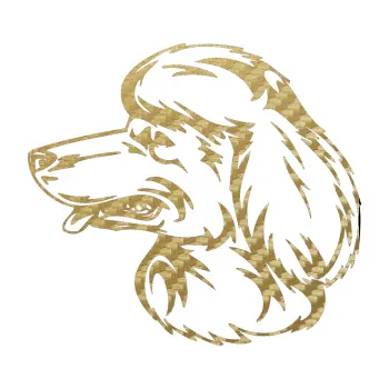 Polep vozidla SAMOLEPKA Pes 013 levá Pudl (59 - 3D karbon zlatý) NA AUTO, NÁLEPKA, FÓLIE, POLEP, TUNING, VLASTNÍ TEXT, TISK, AUTOSAMOLEPKY.cz, POLEPY, OBRÁZEK, LOGO, SAMOLEPKY