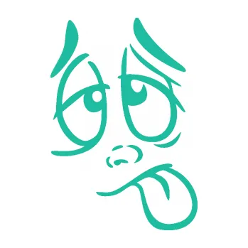 Samolepící dekorace Obličej 006 pravá unavený (25 - tyrkysová) SAMOLEPKA NA AUTO, NÁLEPKA, FÓLIE, POLEP, TUNING, VLASTNÍ TEXT, TISK, AUTOSAMOLEPKY.cz, POLEPY, OBRÁZEK, LOGO, 3D STICKERS