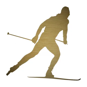 Samolepicí dekorace na vozidlo Lyžař 006 pravá běžky (64 - škrábaný kov zlatý) SAMOLEPKA NA AUTO, NÁLEPKA, FÓLIE, POLEP, TUNING, VLASTNÍ TEXT, TISK, AUTOSAMOLEPKY.cz, POLEPY, OBRÁZEK, LOGO, 3D STICKERS